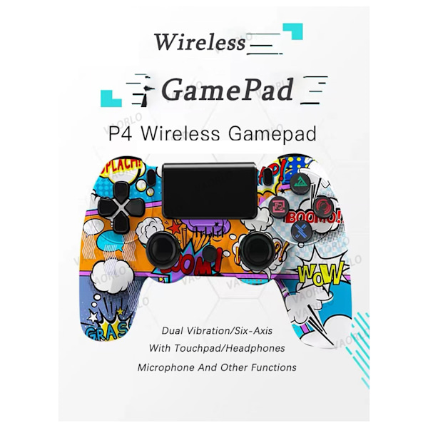 Trådløs controller til PS4/Pro/PS3/Slim/PC/Steam, Bluetooth controller, joystick, understøtter 6-akser, vibration, trykklik