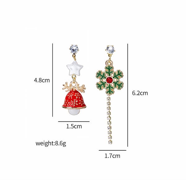 Asymmetric Christmas Earrings S925 Silver MultiColor