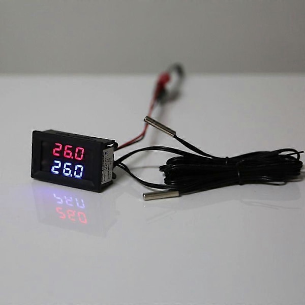 DC 5V-80V Dubbel Display Termometer med 2 NTC Vattentäta Temperatursensorer 12V 24V 72V Bil Motorcykel