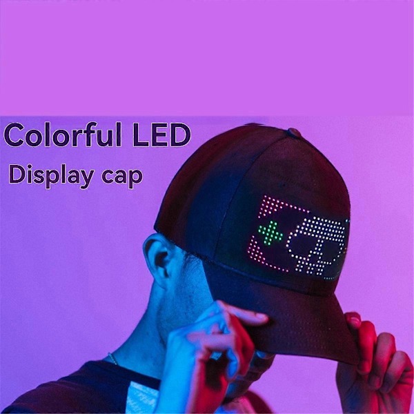 LED Keps med Ljusdisplay DIY Smart Pixel Matrix Basebollkeps Uppladdningsbar Bluetooth Hip Hop Str
