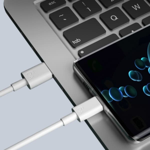 66W 6A Super snabb USB-C laddningskabel, kompatibel med Huawei, Xiaomi Vit 1 m