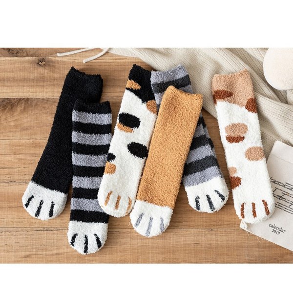 Søde sokker Dame Vinter Warm Seng Sokker Fluffy Socks Sød Kat Mønster Design-jbk