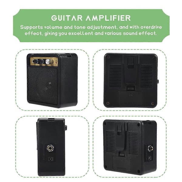 Mini Gitarrförstärkare Högtalare 5W med 6,35mm Ingång 1/4 Tums Hörlursutgång Stöder Volym Ton