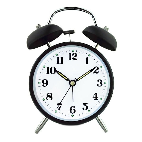 Twin Bell Anime Alarm Clock Lydløs Analog Ur med Klokke Farve: Sort digitalt display