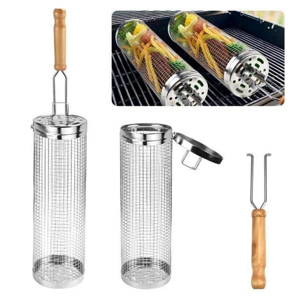 2 grillkurve i rustfrit stål til udendørs grillning
