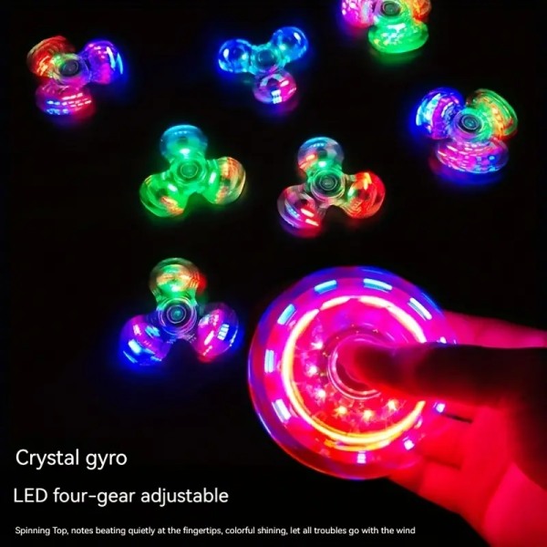 Crystal Luminous LED Light Fidget Spinner Hand Top Spinners Glow In Dark EDC Stress Relief Toys Kinetic Gyroscope For Children Christmas
