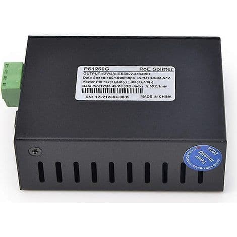 12V 5A PoE Power Splitter med RJ45-stik til 10/100/1000Mbps Gigabit Ethernet-kabel