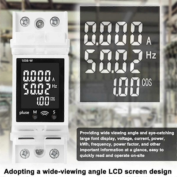 Tuya AC Digital Display Ström- och Spänningsmätare Multifunktionell DIN-skena Effektfaktor Digital Voltmeter