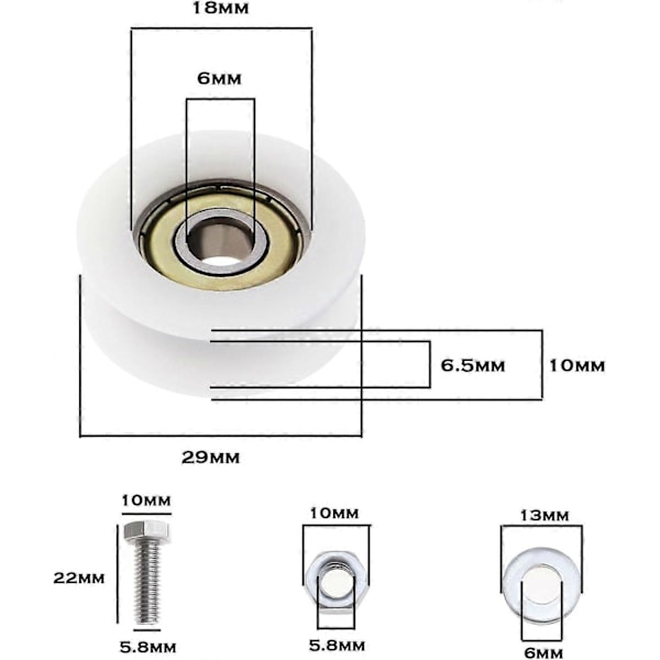 4 stk. Drivhuse Dørhjul 29mm Diameter Drivhuse Skydedør Rulle kompatibel med de fleste Drivhuse