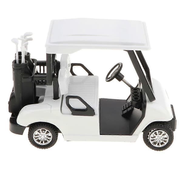 1:20 Skala Mini Legering Træk Tilbage Golfvogn med Køller Die-Cast Model Legetøj Hvid