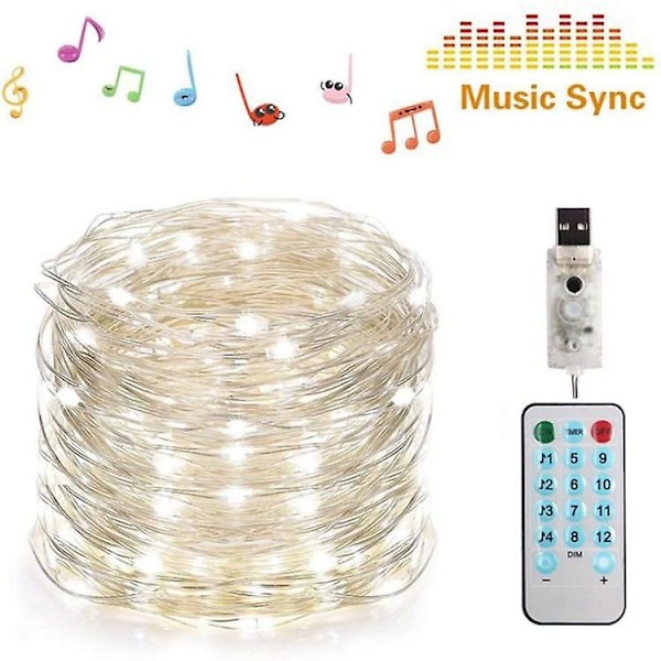 Julepynt Julefee Lysstreng Stemmefjernbetjening USB LED Tråd Dekorativ Lam