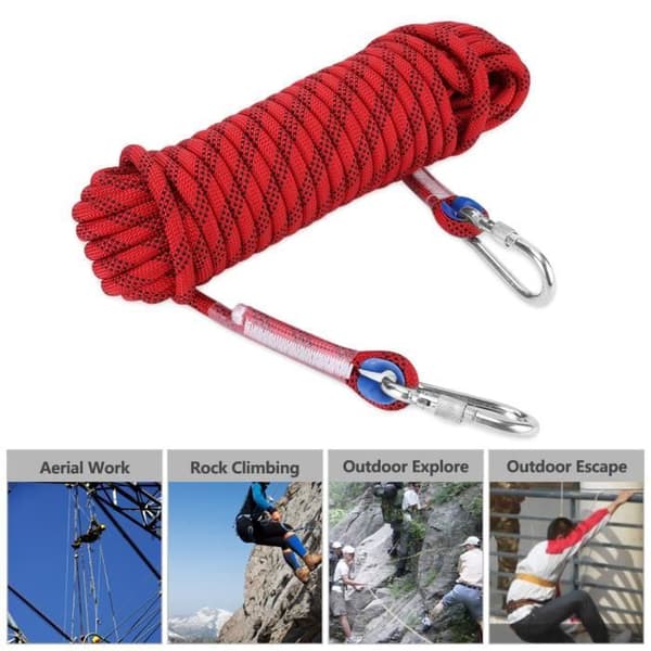 Klatrereb - 20m - Polyester - 12mm - Rød - 2100 kg Trækstyrke
