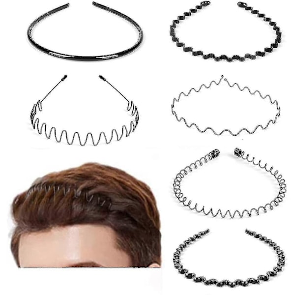 6-pack hårband för män och kvinnor - Metallhårband för styling