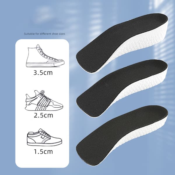 Height Increasing Half Insole for Increased Comfort Black 1.5 cm