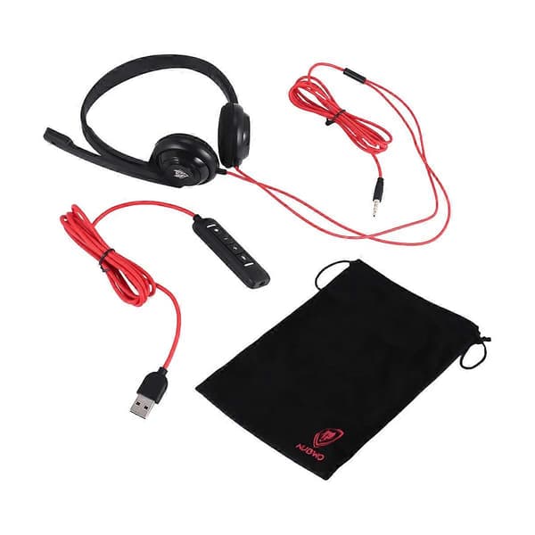 USB-headset med støjreducerende mikrofon til bærbar computer, on-ear kablet kontoropkaldscenter H