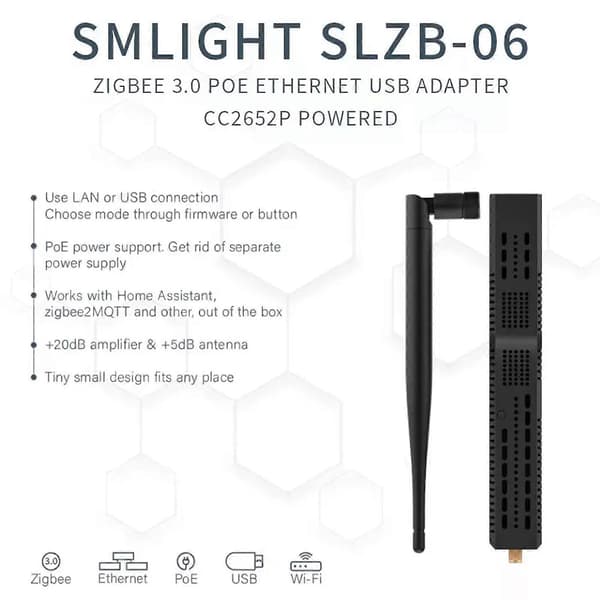 Ny Zigbee 3.0 til Ethernet USB WiFi-adapter - PoE-støtte Gateway-koordinator