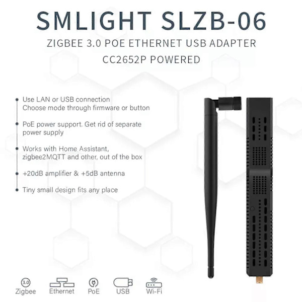 Ny Zigbee 3.0 til Ethernet USB WiFi Adapter - PoE Support Gateway Coordinator