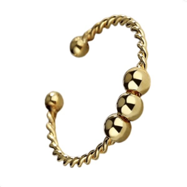 Adjustable Anti-Stress Ring with Rotatable Beads Gold