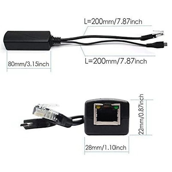 Micro-USB POE Splitter 48V til 5V2A/3A Mini USB Strømforsyning National Standard med Smart Phone Char