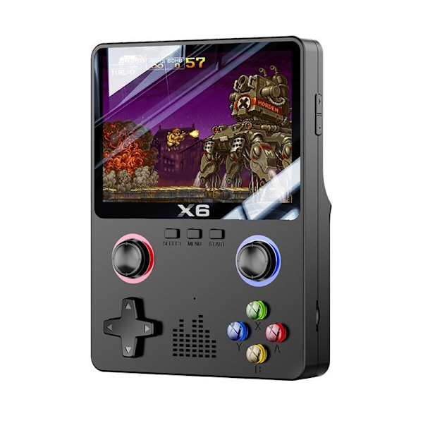 X6 3,5-tums IPS-skärm Handhållen Spelkonsol Dubbla Joysticks 11 Emulator GBA/PS1 Videospelskonsol