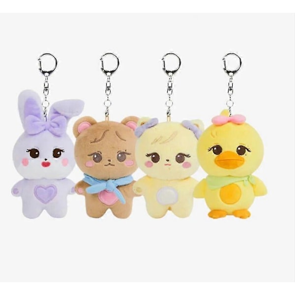 20cm Svart och Rosa Kpop Plyschdocka Jisoo Jennie Rose Lisa Världsturné Bornpink Hängsmycken Fylld Plushie Leksak Kudde för Fans Present färg: 10cm 4PCS