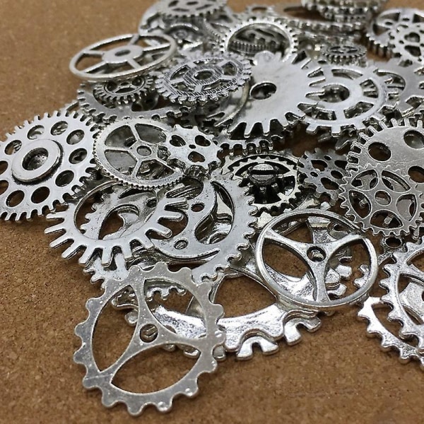 100 g vintage smykker å lage diy punk damp mekanisk legering utstyr anheng håndverk Art-jbk Bright Silver