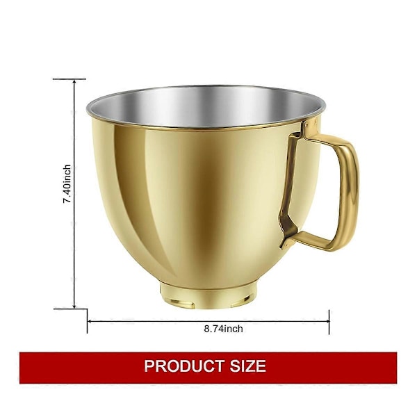 5 QT Ruostumattomasta teräksestä valmistettu sekoituskulho KitchenAid Artisan&Classic 4.5-5QT Tilt-Head -sekoittimille K45 KSM70 KS