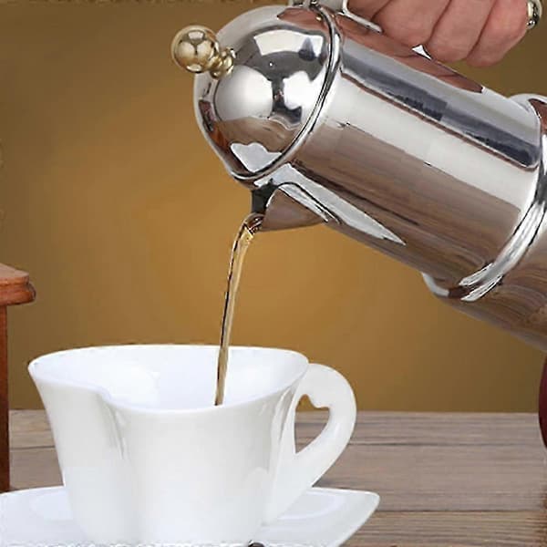 Italiensk Espressokande til Komfur, 4 Kop Rustfrit Stål Mokkakande