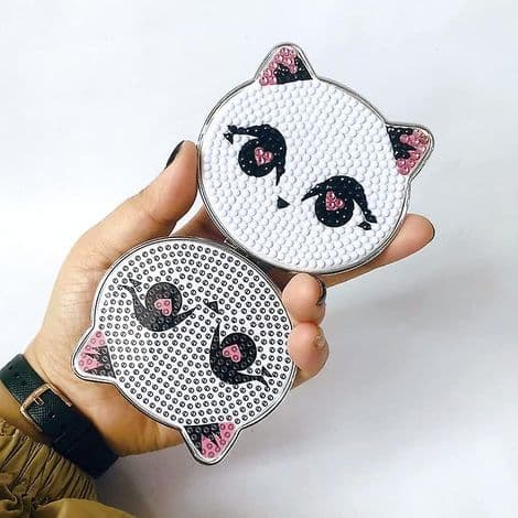 Kompakt ficksminkspegel med diamantmålat lock för barn, kvinnor och flickor