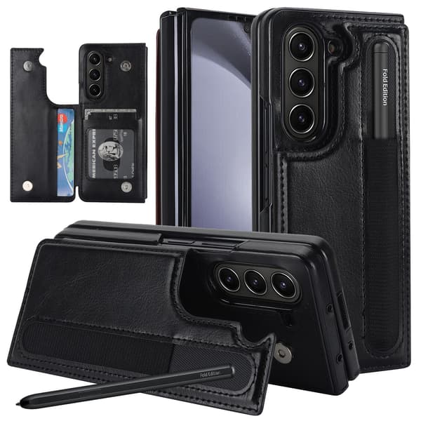 Double Strap Pen Holder Foldable Case Compatible with Samsung Z Fold6