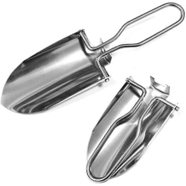 Mini Spade Utendørs Hage Rustfritt Stål Sølv Sammenleggbar Liten Spade Kan Arbeide Hånd i Hånd Rustsikker Metall Bærbar Camping (sølv) (1 stk)
