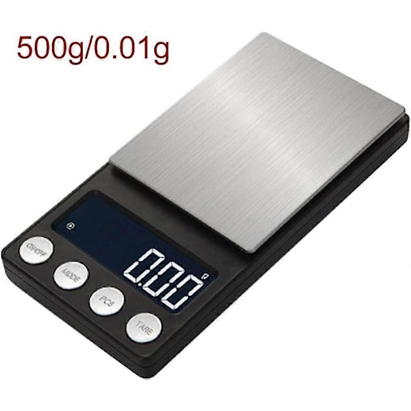 Digitaalinen milligrammavaaka 50 X 0,001g - Mini LCD digitaalinen taskulaboratoriovaaka elektroninen koruvaaka punnitusalustalla (500g/0,01g)