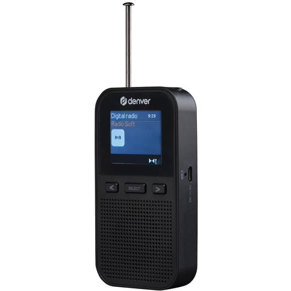Radio FM DAB+ Lommeformat Oppladbart batteri DAH-126 Svart