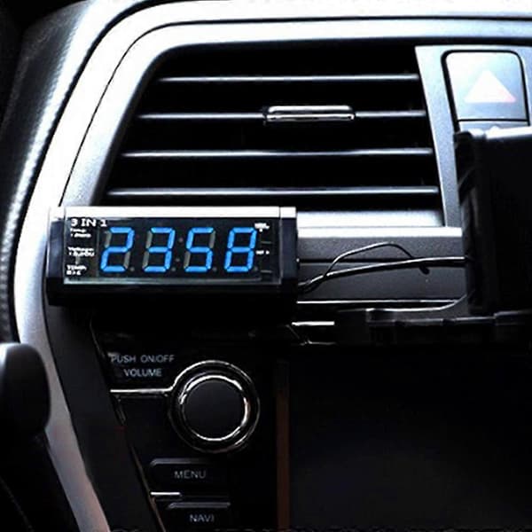 3 i 1 Bil Auto Elektronisk Klocka Bil Termometer Fordons Voltmeter Prydnad Dekoration