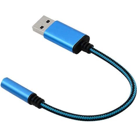 USB til 3,5 mm hunstik-kabel til AUX-hovedtelefoner - 0,2m/1m/20cm Blå