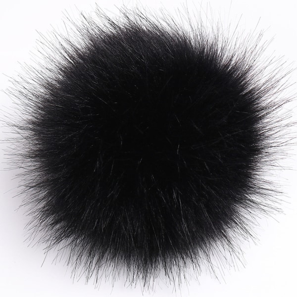 Naturlig imiteret pels hævede bolde DIY Hat Sko tørklæde Pom Pom dekoration To sorte 10 cm 10cm 20
