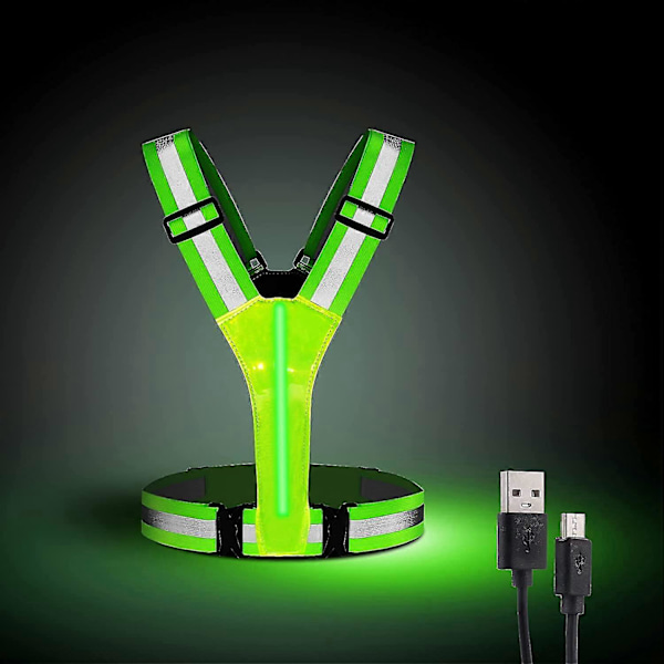 Reflexväst Löparutrustning, USB Uppladdningsbar LED-väst Hög Synlighet Med Justerbar Midja/Axel För Jogging Löpning Cykling