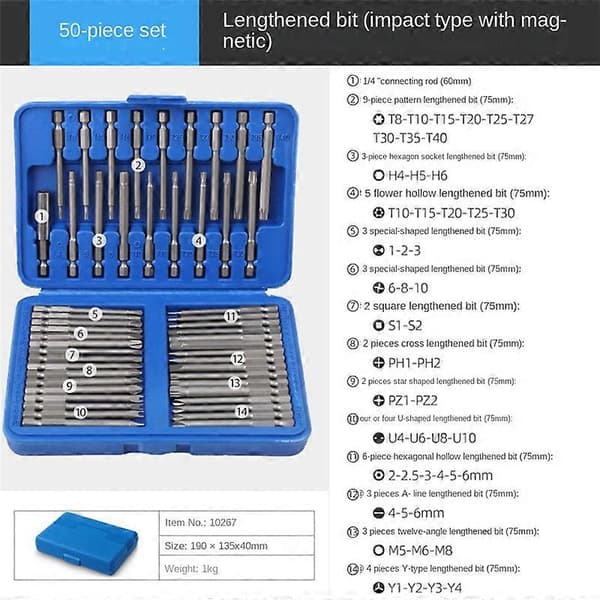 Sikkerhedsbitsæt Skruetrækkerbit 1/4 Skruetrækkerbits Langt Sæt Torx Flad Hoved Hex Driver Bits til Ho