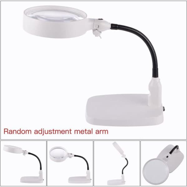 10x sammenleggbar lupe med 6x LED-lys og stativ for presisjonsarbeid