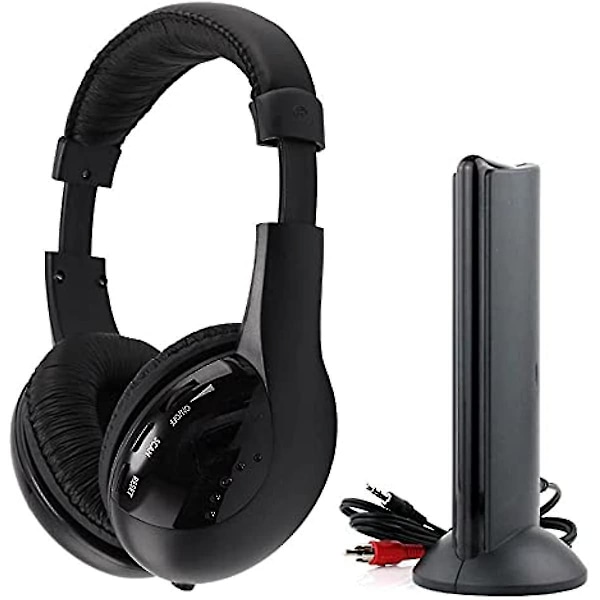 Hovetelefoner til TV Hi-res 5 i 1 Trådløst Headset Trådløse Hovetelefoner Hi-fi Trådløse RF Bluetooth Hovetelefoner med Mic til TV Videospil DVD PC