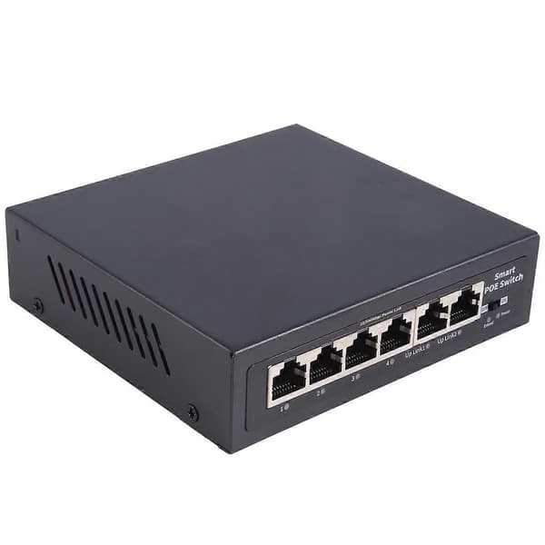POE Switch 6-port 100 Mbps Switch 4 PoE+2 UpLink til IP-kamera EU-stik
