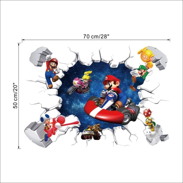 Super Mario Game-klistremerke Tegneserie for barn Soverom Bakgrunn Veggdekorasjon Selvklebende veggklistremerke PVC