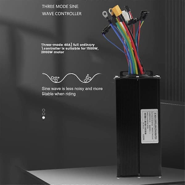 36/48V/52V E-cykel 40A 1500/2000W Tre-tilstands sinusbølge børsteløs controller til elektrisk cykel Tri
