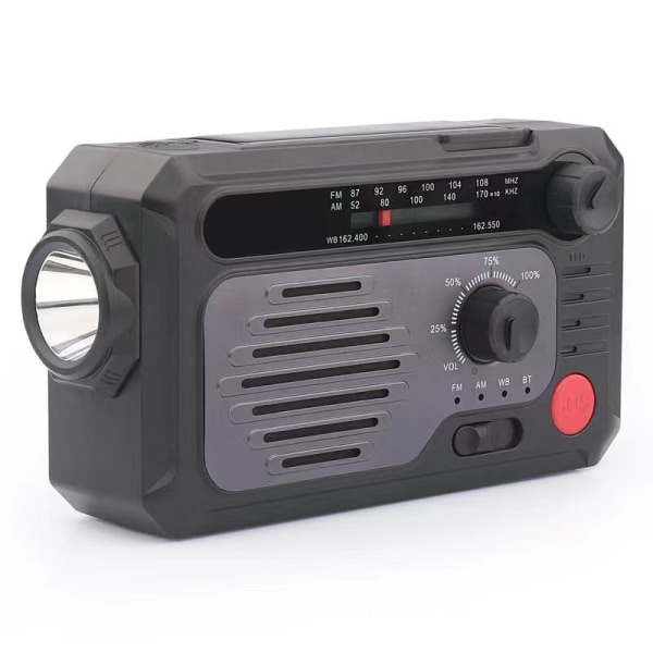 Solar Emergency Radio Disaster Prevention Håndsving lommelygte SOS Alarm Bluetooth Audio Radio