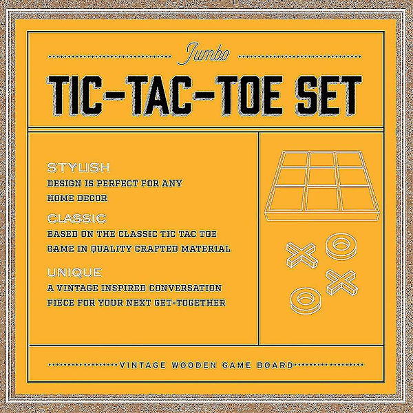 Tic-Tac-Toe Brettspill i Massivt Tre - 10 Deler Premium Giant Gull 14 Tommer - Utendørs/Innendørs Festsett Leke For Barn/Voksne - Hageunderholdning