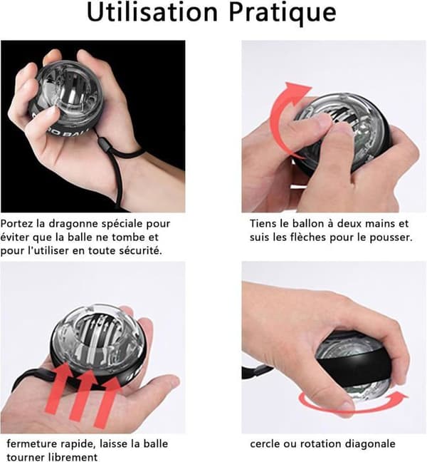Gyro Ball - 60lb - Metalkerne - LED-lys - Bærbar