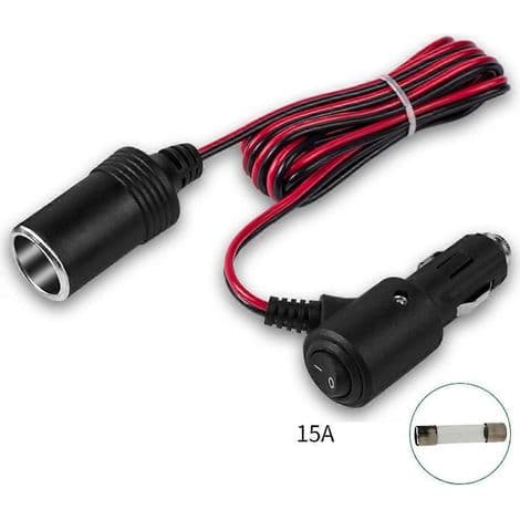 12V/24V cigarettænder forlængerkabel til luftkompressor - 3 meter
