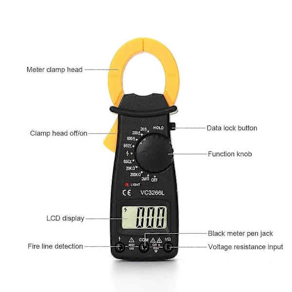 DT3266L Digital Clamp Meter Multimeter Strömtång Voltometer Amperemeter 600A AC/DC Ohm Ampere Strömspänningstestare
