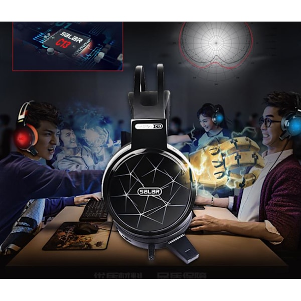 T8 Driver LED Blinkande Vibration Gaming Hörlurar Headset Med Mikrofon