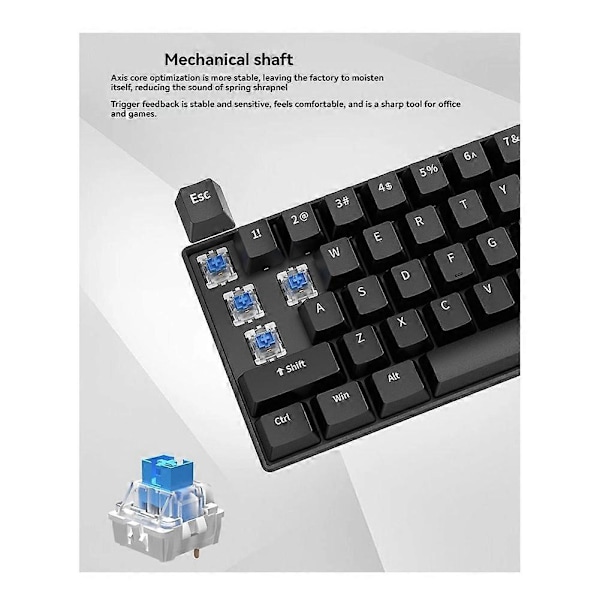 Mekanisk Tastatur 61 Taster Blandet Lys Hot Swap Tastatur Kontor Tilbehør Spil Tastatur Sort Rød Akse